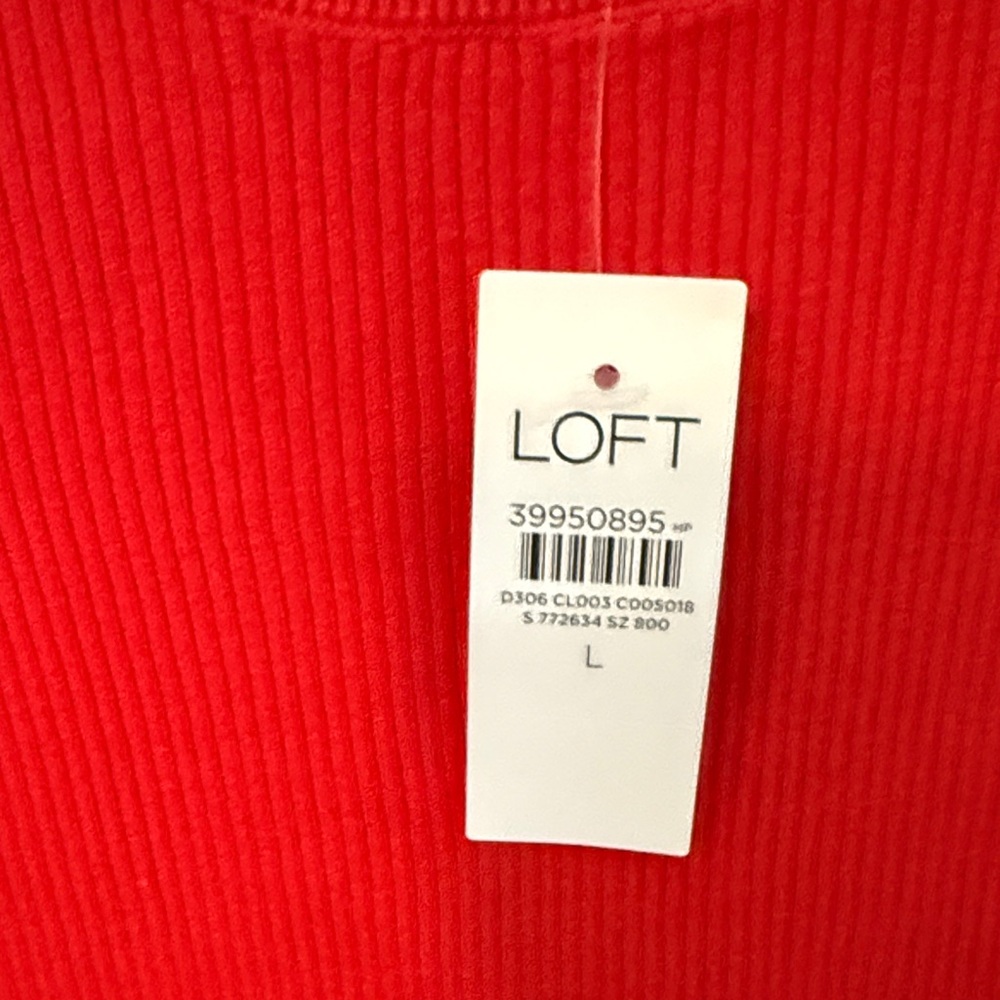 LOFT Vibrant Red Sweater with Button Accents - Picture 4 of 6